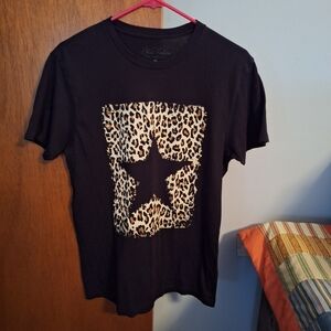 Women's Black Leopard Star Tee Size S